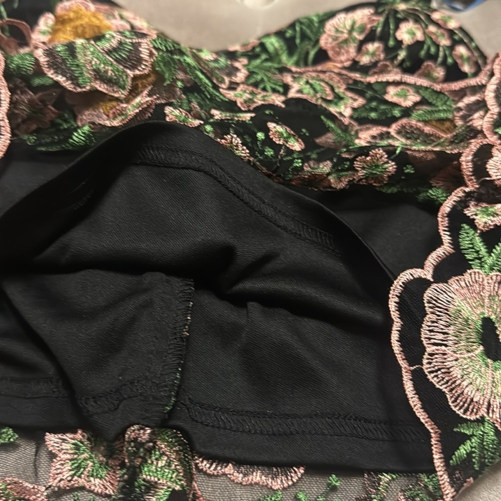 Lulu's Floral Embroidered Black Dress, fully lined, new, small - Picture 14 of 14